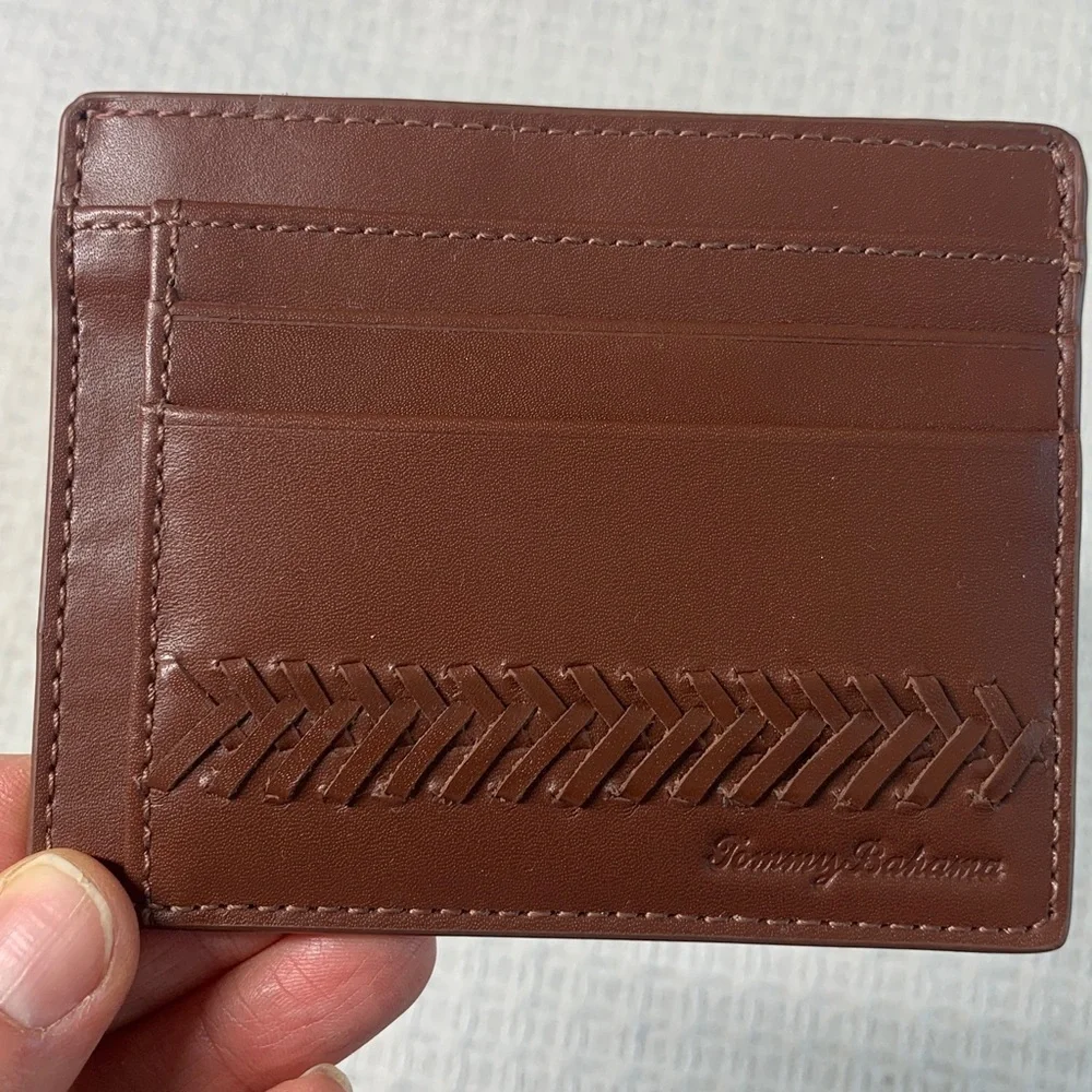 Tommy Bahama brown leather cardholder mens wallet